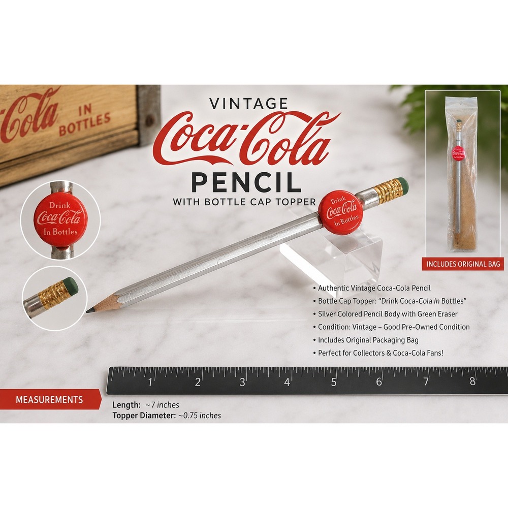 Vintage Coca-Cola‎ Advertising Pencil Drink Coca-Cola In Bottles Red Button Clip